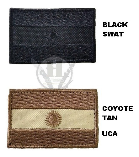 Parche Bandera Bordada Argentina Black Coyote Swat Uca