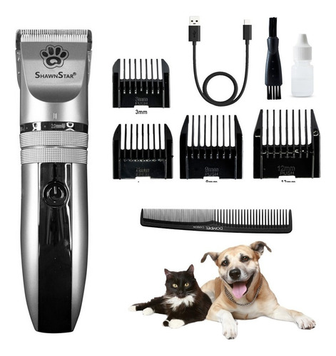 Kit Máquina Tosa Pet S/ Fio Aparador Cachorro Gato 4 Pentes Cor Cinza-claro 110v/220v