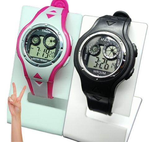 Relógio De Pulso Presente Dia Das Crianças Relógio Led Digital Meninos Meninas Com Corria De Silicone Cor Rosa