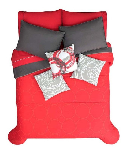 Juego Edredón Queen Size 2 Vistas Ferrara Rojo Vianney Diseño de la tela Liso