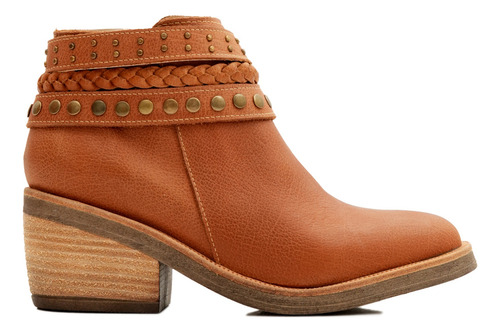 Botas Mujer Botinetas Taco Medio Cuero Pulseras Tachas Tana