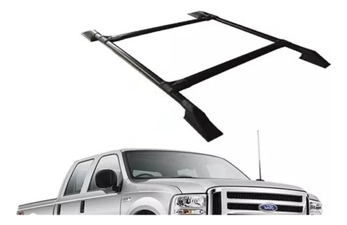 Bagageiro Rack Teto Preto F250 Dupla Longarina + Travessa