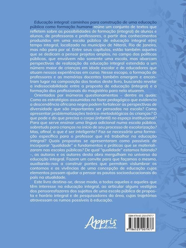 Educação Integral: Caminhos Para Construção De Uma Educação Pública Como Formação Humana, De Fagundes, Tatiana Bezerra , Maia, Manna Nunes . Editora Appris, Capa Mole Em Português