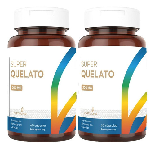 Kit 2x Super Magnésio Quelato 300mg Elementar 60 Cápsulas