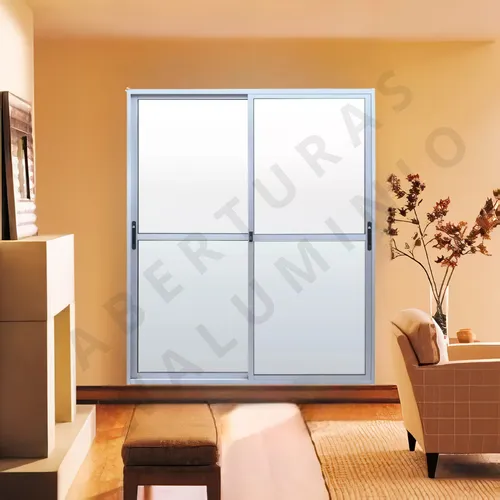 Puerta Ventanas Waluminio Ad401 De 1.50 X 2.00 Serie 20 color plateado