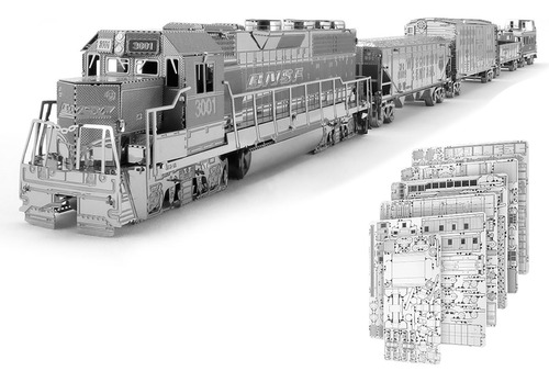 Tren Rompecabezas Metálico 3d Modelo A Escala