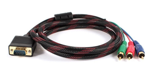 Qtqgoitem Negro Rojo Cable Trenzado Vga 15 Pin 3 Rca Mm