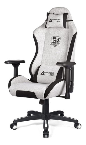 Silla de escritorio Gtracing Ace-S1 gamer ergonómica  beige y negra con tapizado de cuero