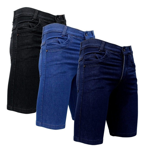Kit 3 Bermuda Jeans Short Masculino Com Lycra Promoção
