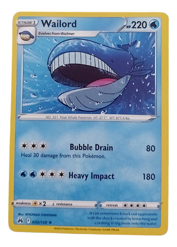Carta Pokemon Wailord 32/159