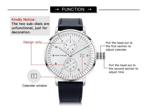 Reloj De Caballero Impermeable De Cuero Casual Mini Focus Color De La Correa Marrón