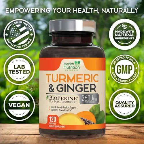 Curcumina De Cúrcuma Con Bioperina Y Jengibre 2600 Mg 95% Cu