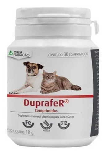 Duprafer  Suplemento Cães Gatos 30 Comprimidos