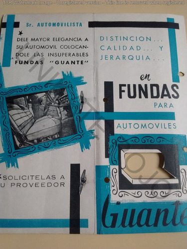 Antiguo Catálogo Funda Tapicería  Auto Muestras 4 Guante ´60