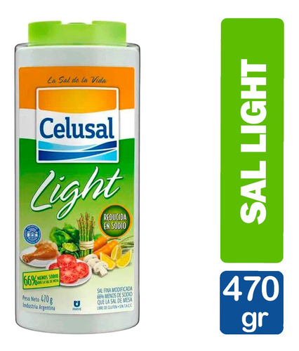 Imagen 1 de 8 de Sal Fina Light Celusal Salero 470g - Reducida En Sodio
