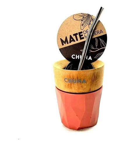 Mate Chuna Aura Madera Y Silicona Rosa Viejo