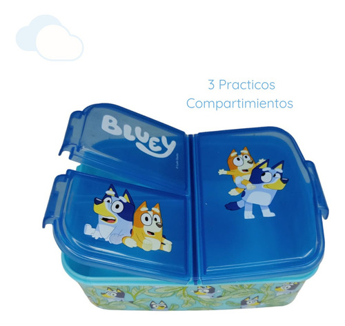 Lunchera Con Divisiones Infantil Vianda Escolar Bluey Color Azul