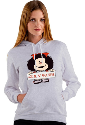 Buzo Gris Canguro Mafalda No Se Rinde Hombre Mujer Niños