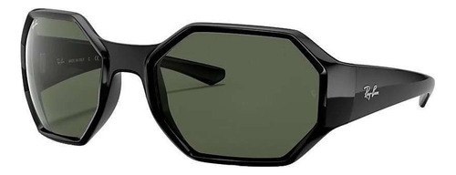 Anteojos de sol Ray-Ban RB4337 Standard con marco de nailon color gloss shiny black, lente green clásica, varilla gloss shiny black de nailon