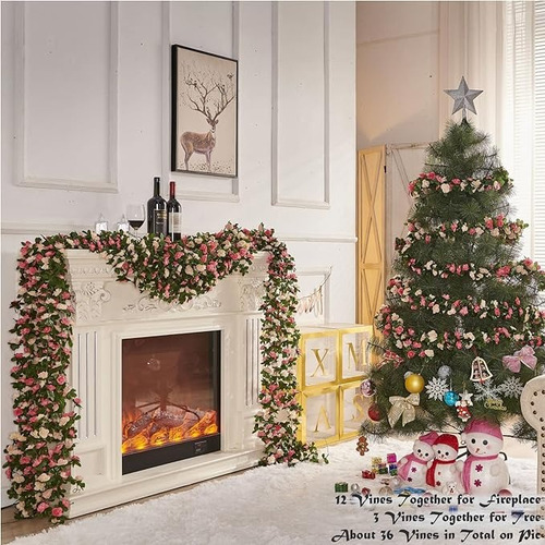 5pcs Guia Enredadera Con Rosas Artificial Decoración Flores
