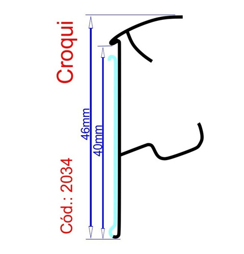 Perfil Porta Etiqueta Gondola 128x3,2 Cm Kit 50 Peça Cód2034
