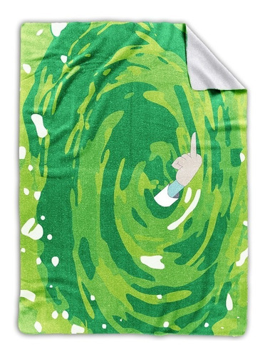 Frazada Cover Me Polar con diseño rick y morty/verde