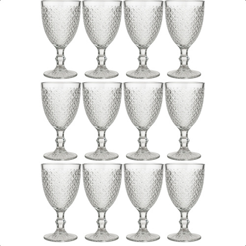 Set X12 Copas De Agua Vidrio Labrado Color Transparente
