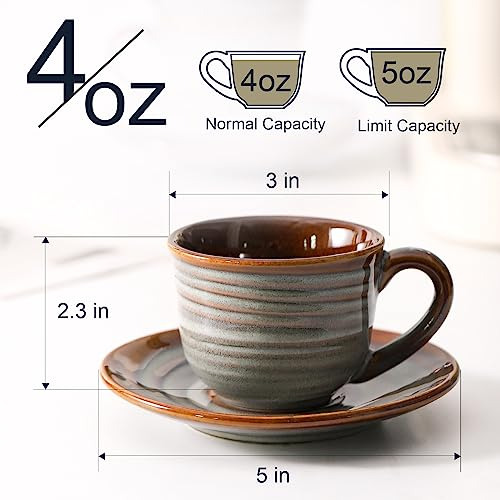 Tazas Espresso Hasense, 4 Oz Set De 4 Tazas De Caf Cappuccin