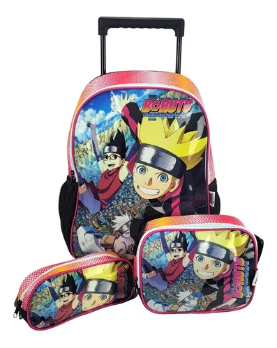 Mochila Rodinhas Naruto Next Generations + Lancheira Boruto Cor