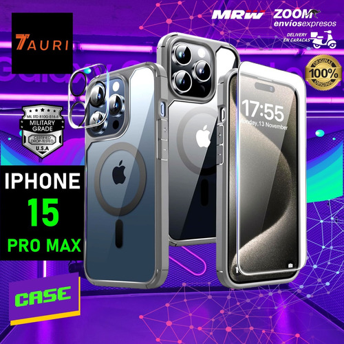 Forro iPhone 15 Pro Max + Protectores 2x Cámara 2x Pantalla