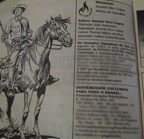 Tex 9 Gibis Lote Diversificado Mythos Editora 2004 A 2010 (Usado)