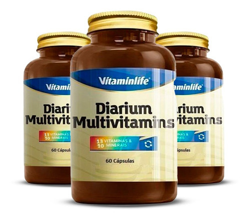 Kit 3 Diarium Multivitamins Vitaminlife - 60 Cápsulas Sabor Sem Sabor