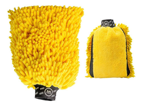 Guante De Microfibra Doble Para Lavado De Autos Sin Rayones Color Amarillo