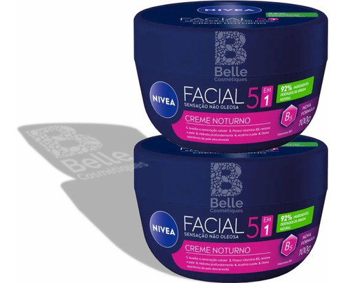 Kit C/ 2 - Creme Facial Nivea Noturno Pote 100g Cada Tipo de pele Normal