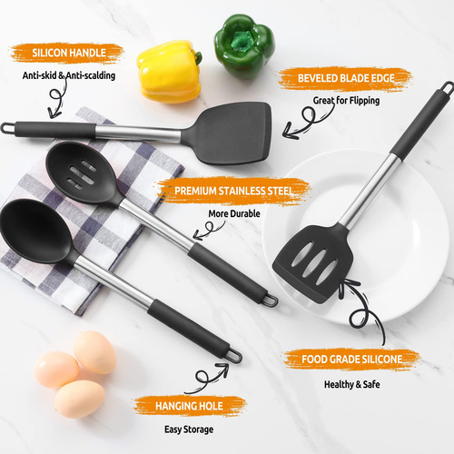Set De 4 Utensilios De Cocina Antiadherentes De Silicona Esp