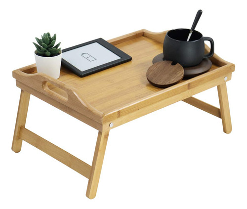 Kktoner Mesa De Bambu Con Patas Plegables, Bandeja Portatil 