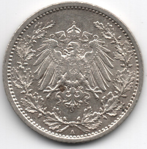 Alemania - Imperio - 1/2 Marco 1914 A - Km 17 (ref 021)