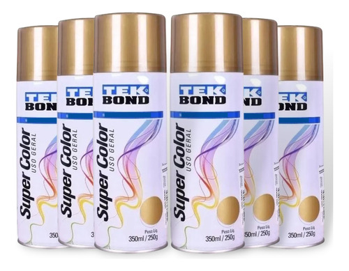 Tinta Spray Tek Bond Dourado Metalico 350ml Emb. C/ 06
