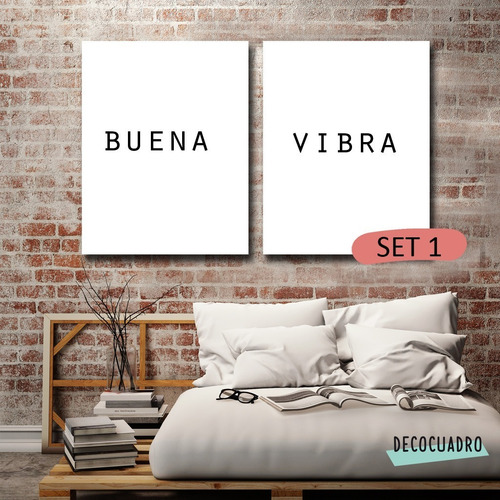 Imagen 3 de 10 de Cuadros Frases Decorativos Modernos Set 2u 40x50
