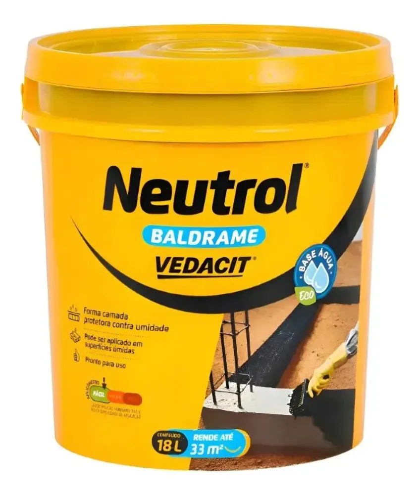 Impermeabilizante Neutrol Vedacit Baldrame Base Água Preto 18l Fosco