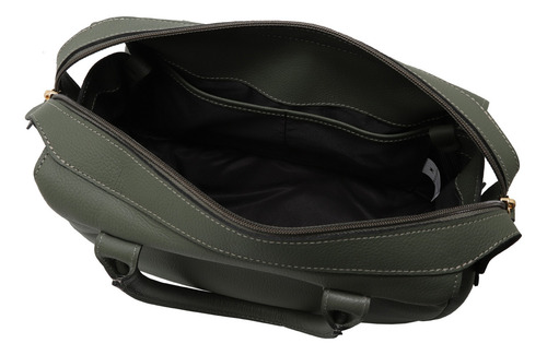 Bolsa Bowling Feminina Couro Legítimo Mariart Jambuzinha Cor Army Desenho Do Tecido Lisa