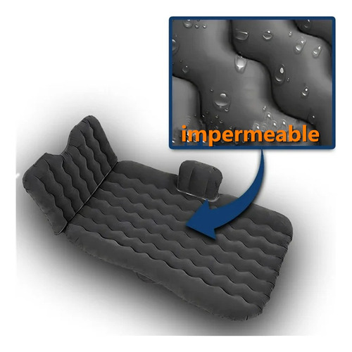 Colchón Inflable Para Auto Inflador 12v Y 2 Almohadas Cómodo