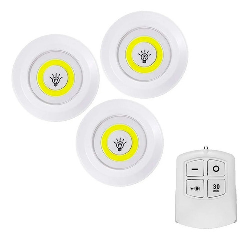 Set 3 Luces Led Inalámbricas Portátil Con Control Remoto