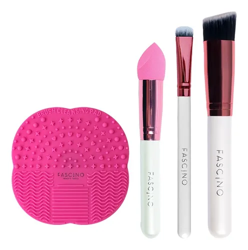 Set 3 Brochas De Maquillaje + Pad Limpiador + Regalo Fascino Set 3 Brochas De Maquillaje + Pad Limpiador + Regalo Fascino