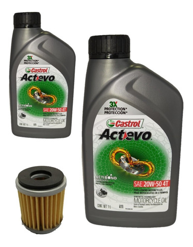 Kit Aceite Fazer Ys 250 Castrol Semi Sintetico 20w50 X2unid