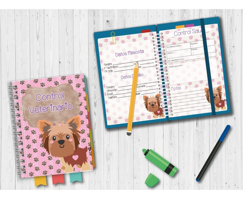 Control Veterinario Imprimible Perro Cuaderno Lila Libreta