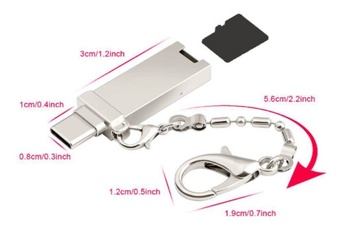 Mini Llavero Tipo C Micro Usb Otg Lector De Tarjeta De Memor