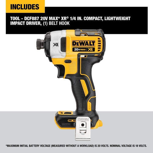 Destornillador De Impacto Dewalt Max Xr, 20 V, Sin Escobilla