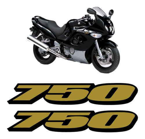 Emblema Adesivo Carenagem Compatível Gsxr 750 Dourado Par