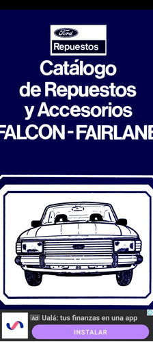 Catálogo De Repuestos Y Accesorios. Falcon-fairlane